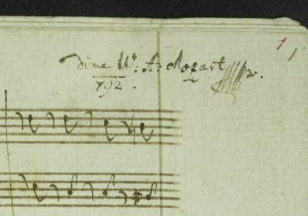     Bildausschnitt aus "Requiem", KV 626, Originalhandschrift von Wolfgang Amadeus Mozart (1756-1791), 1791 - http://data.onb.ac.at/rec/AC14016779 